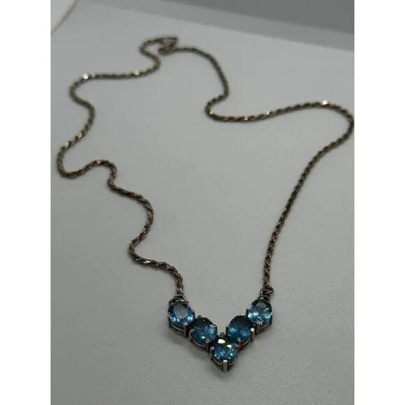 925 STERLING SILVER TOPAZ NECKLACE ITALY